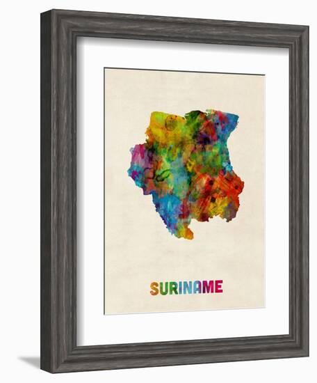 Suriname Watercolor Map-Michael Tompsett-Framed Art Print