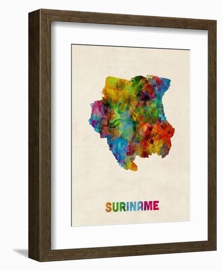 Suriname Watercolor Map-Michael Tompsett-Framed Art Print