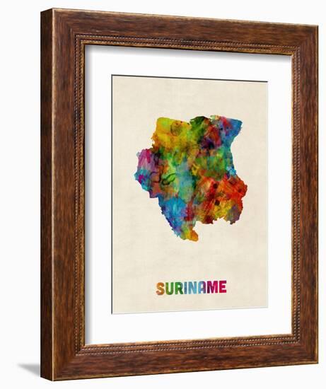 Suriname Watercolor Map-Michael Tompsett-Framed Art Print