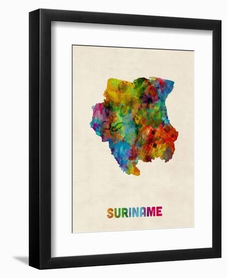 Suriname Watercolor Map-Michael Tompsett-Framed Art Print