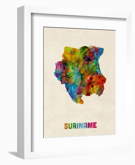 Suriname Watercolor Map-Michael Tompsett-Framed Art Print