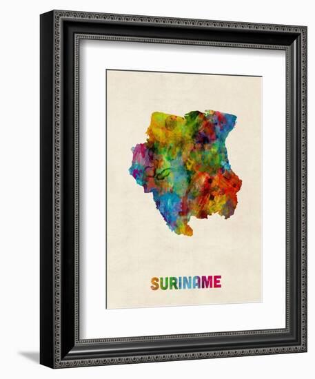 Suriname Watercolor Map-Michael Tompsett-Framed Art Print