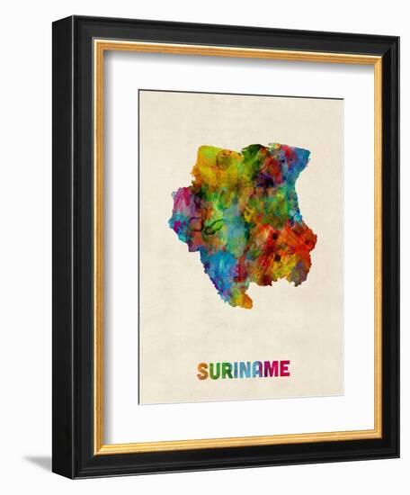 Suriname Watercolor Map-Michael Tompsett-Framed Art Print