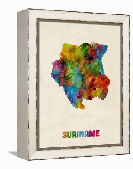 Suriname Watercolor Map-Michael Tompsett-Framed Stretched Canvas