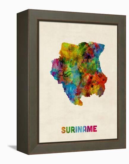 Suriname Watercolor Map-Michael Tompsett-Framed Stretched Canvas