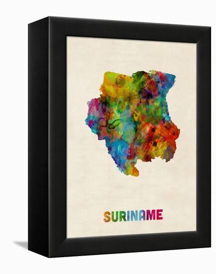 Suriname Watercolor Map-Michael Tompsett-Framed Stretched Canvas