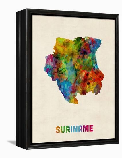 Suriname Watercolor Map-Michael Tompsett-Framed Stretched Canvas