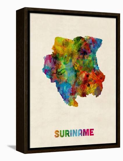 Suriname Watercolor Map-Michael Tompsett-Framed Stretched Canvas