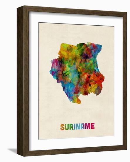 Suriname Watercolor Map-Michael Tompsett-Framed Art Print