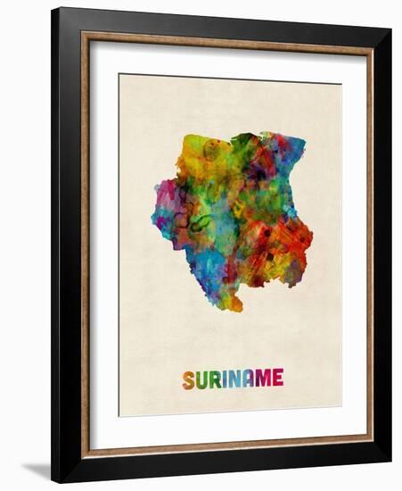 Suriname Watercolor Map-Michael Tompsett-Framed Art Print