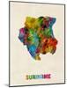 Suriname Watercolor Map-Michael Tompsett-Mounted Art Print