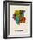 Suriname Watercolor Map-Michael Tompsett-Framed Art Print