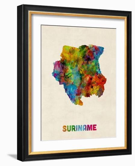 Suriname Watercolor Map-Michael Tompsett-Framed Art Print