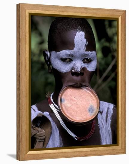 Surma Tribesmen with Lip Plate, Ethiopia-Gavriel Jecan-Framed Premier Image Canvas