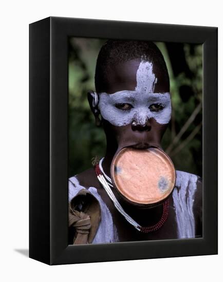 Surma Tribesmen with Lip Plate, Ethiopia-Gavriel Jecan-Framed Premier Image Canvas