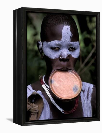 Surma Tribesmen with Lip Plate, Ethiopia-Gavriel Jecan-Framed Premier Image Canvas