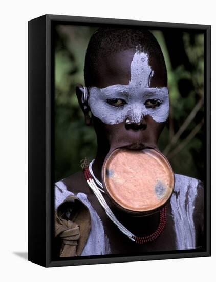 Surma Tribesmen with Lip Plate, Ethiopia-Gavriel Jecan-Framed Premier Image Canvas