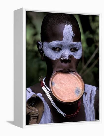 Surma Tribesmen with Lip Plate, Ethiopia-Gavriel Jecan-Framed Premier Image Canvas