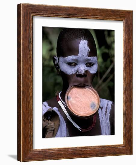 Surma Tribesmen with Lip Plate, Ethiopia-Gavriel Jecan-Framed Photographic Print