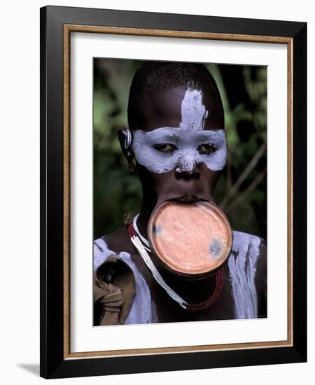 Surma Tribesmen with Lip Plate, Ethiopia-Gavriel Jecan-Framed Photographic Print