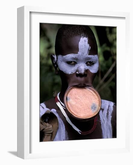 Surma Tribesmen with Lip Plate, Ethiopia-Gavriel Jecan-Framed Photographic Print