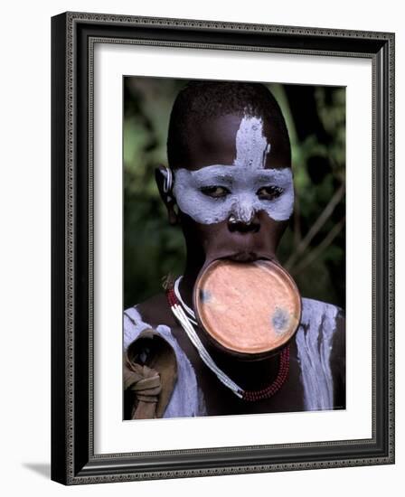 Surma Tribesmen with Lip Plate, Ethiopia-Gavriel Jecan-Framed Photographic Print