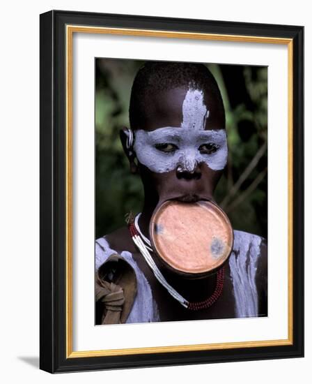 Surma Tribesmen with Lip Plate, Ethiopia-Gavriel Jecan-Framed Photographic Print