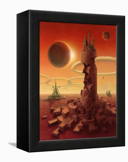 Surreal Futuristic Scenery-prill-Framed Stretched Canvas