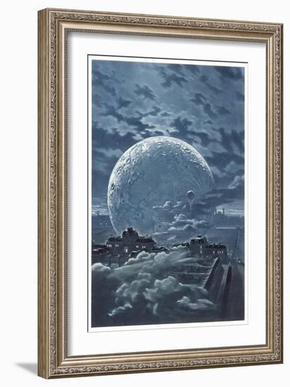 Surreal Image of the Moon Over le Champ-De-Mars in Paris-Eugene Grasset-Framed Art Print