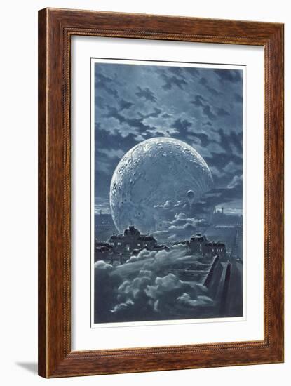 Surreal Image of the Moon Over le Champ-De-Mars in Paris-Eugene Grasset-Framed Art Print