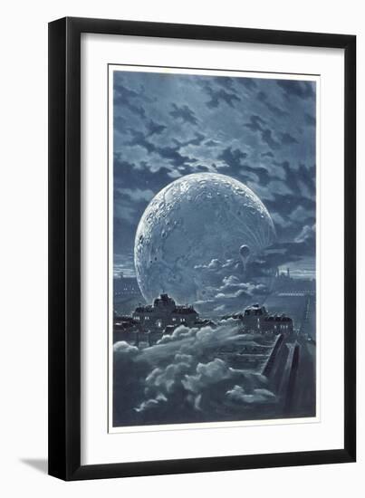 Surreal Image of the Moon Over le Champ-De-Mars in Paris-Eugene Grasset-Framed Art Print