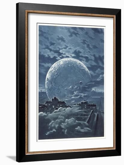 Surreal Image of the Moon Over le Champ-De-Mars in Paris-Eugene Grasset-Framed Art Print