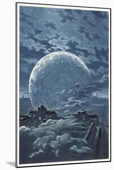 Surreal Image of the Moon Over le Champ-De-Mars in Paris-Eugene Grasset-Mounted Art Print