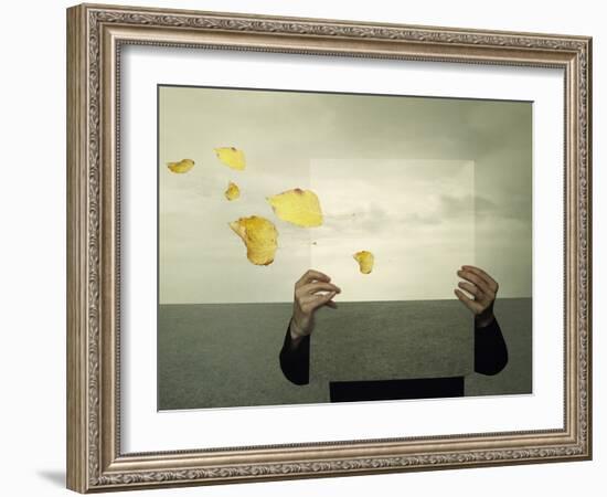 Surreal Landscape with a Person Who Holds a Framework with the Same Landscape in the Background Lik-Valentina Photos-Framed Photographic Print