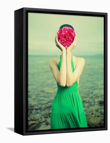 Surreal Portrait Of A Woman With A Flower Instead Of A Face-George Mayer-Framed Stretched Canvas