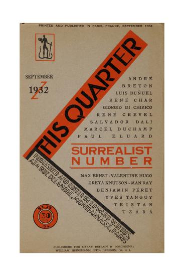 Surrealist Number Front Cover Of The English Edition Of This Quarter September 1932 Giclee Print Art Com
