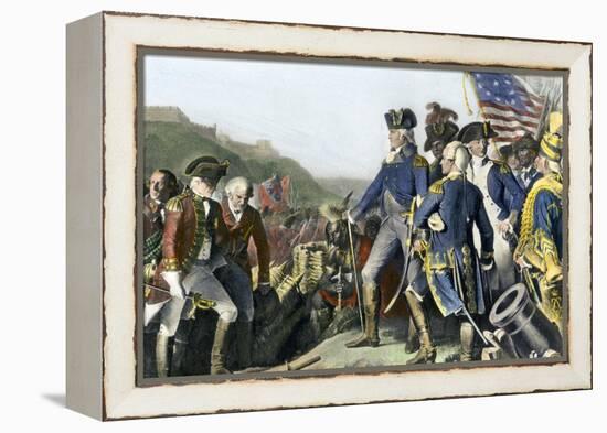 Surrender of British Army to Washington and Rochambeau at Yorktown, c.1781-null-Framed Premier Image Canvas