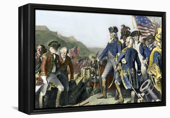 Surrender of British Army to Washington and Rochambeau at Yorktown, c.1781-null-Framed Premier Image Canvas