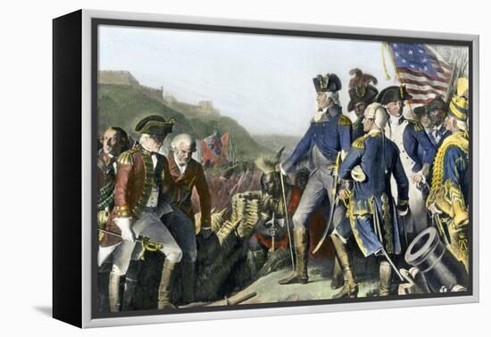 Surrender of British Army to Washington and Rochambeau at Yorktown, c.1781-null-Framed Premier Image Canvas