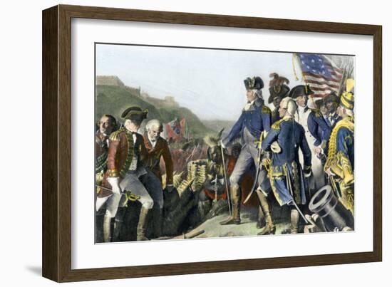 Surrender of British Army to Washington and Rochambeau at Yorktown, c.1781-null-Framed Giclee Print