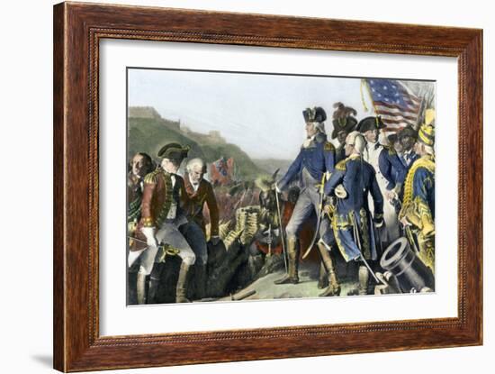 Surrender of British Army to Washington and Rochambeau at Yorktown, c.1781-null-Framed Giclee Print