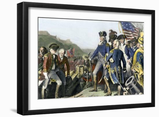 Surrender of British Army to Washington and Rochambeau at Yorktown, c.1781-null-Framed Giclee Print