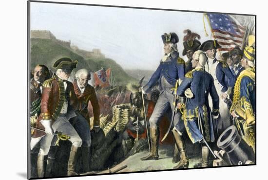 Surrender of British Army to Washington and Rochambeau at Yorktown, c.1781-null-Mounted Giclee Print