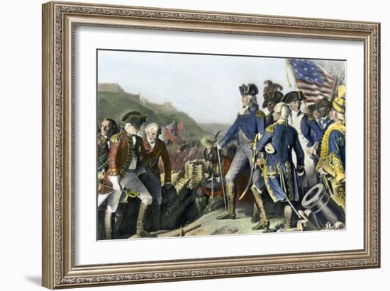 Surrender of British Army to Washington and Rochambeau at Yorktown, c.1781-null-Framed Giclee Print