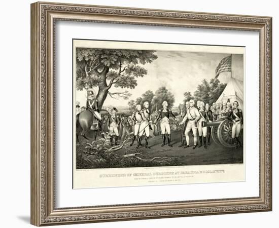 Surrender of General Burgoyne at Saratoga, N.Y., October 17th 1777, Pub. N. Currier, 1852-John Trumbull-Framed Giclee Print