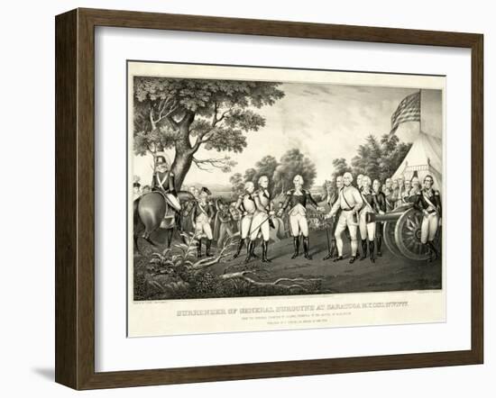 Surrender of General Burgoyne at Saratoga, N.Y., October 17th 1777, Pub. N. Currier, 1852-John Trumbull-Framed Giclee Print