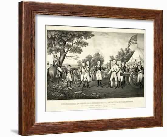 Surrender of General Burgoyne at Saratoga, N.Y., October 17th 1777, Pub. N. Currier, 1852-John Trumbull-Framed Giclee Print