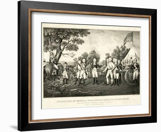 Surrender of General Burgoyne at Saratoga, N.Y., October 17th 1777, Pub. N. Currier, 1852-John Trumbull-Framed Giclee Print