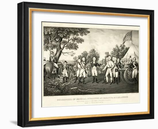 Surrender of General Burgoyne at Saratoga, N.Y., October 17th 1777, Pub. N. Currier, 1852-John Trumbull-Framed Giclee Print