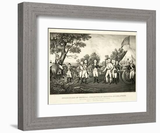 Surrender of General Burgoyne at Saratoga, N.Y., October 17th 1777, Pub. N. Currier, 1852-John Trumbull-Framed Giclee Print